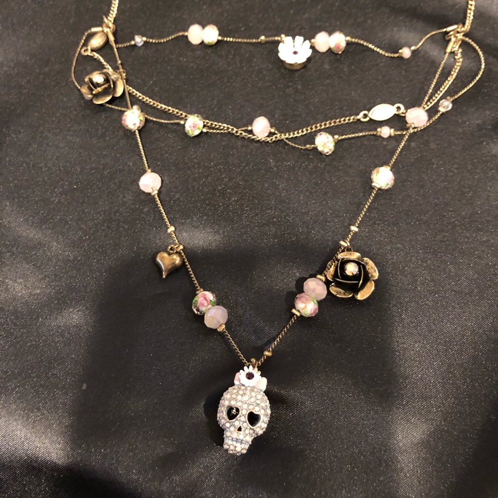 Betesy Johnson scull layered necklace